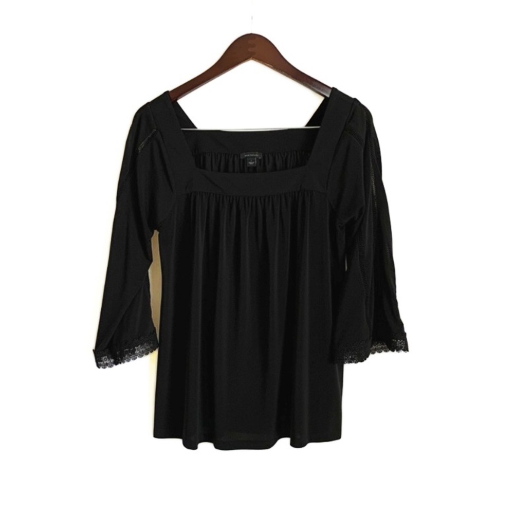 Ann Taylor Crochet Trim Top